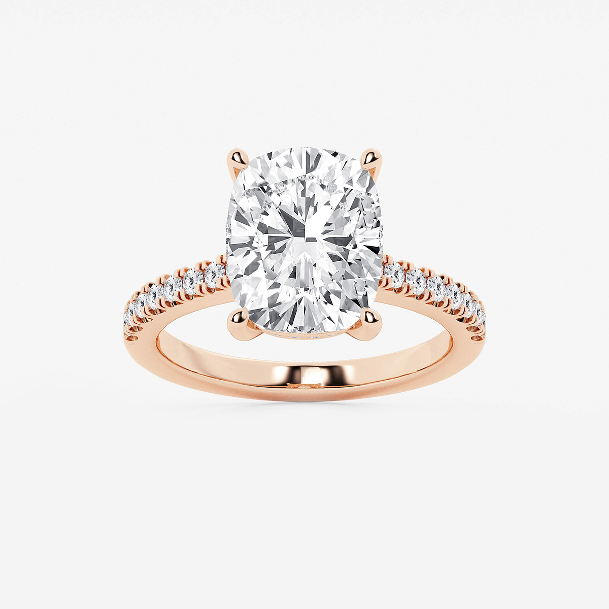 5 1/3 ctw Elongated Cushion Lab Grown Diamond Hidden Halo Engagement Ring